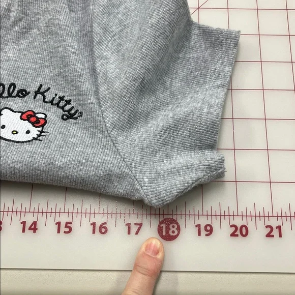 HELLO KITTY by Sanrio Polo Johnny Collar Stretch Rib Knit Grey Short SL Dress XL - Picture 15 of 16